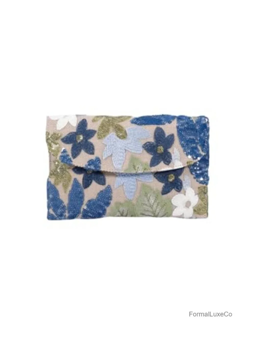 Floral Embroidery Sequin Beaded Evening Clutch Purse Party Bag